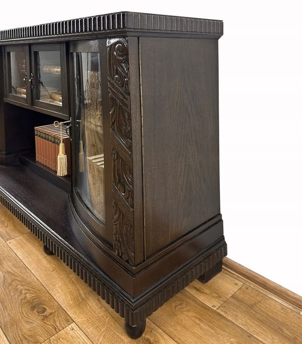 BIBLIOTEKA podręczna WITRYNA rzeźbiona antyk PODEST SZAFKA