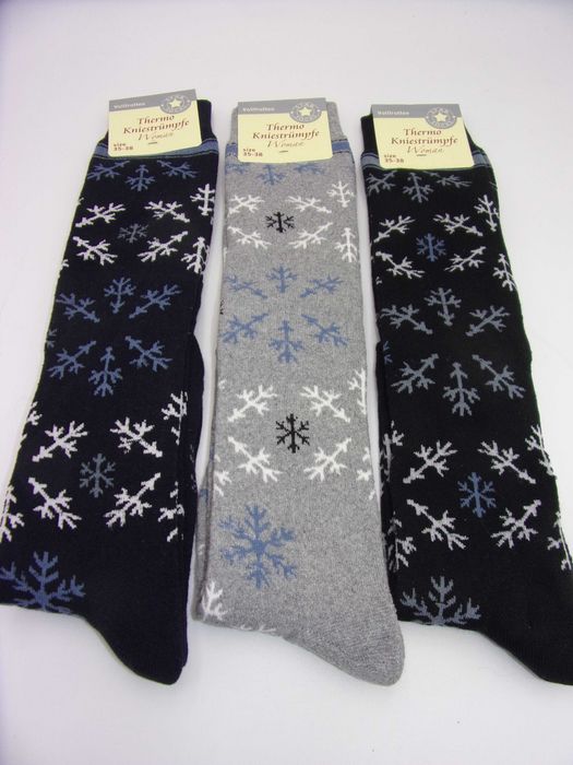 3x Podkolanówki damskie Thermo, zimowe ciepłe bawełniane 35/38.