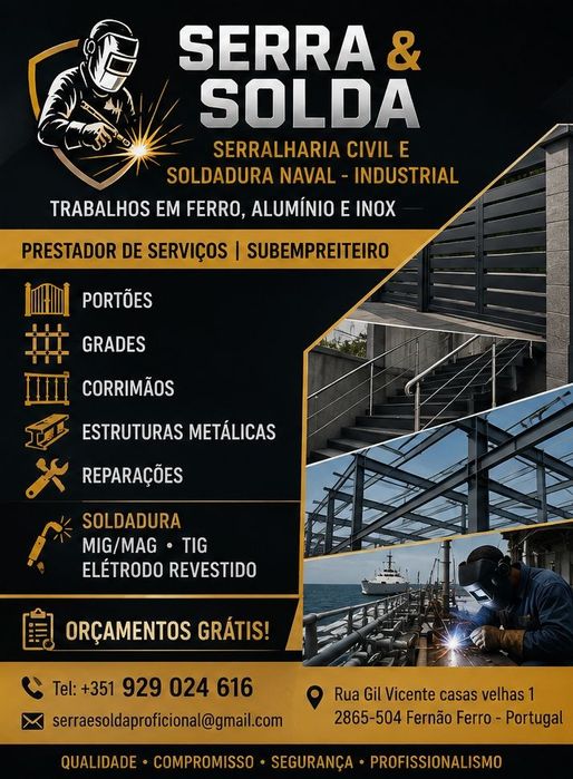 Serralharia &  Soldadura - Trabalhos em Alumínio, Ferro e Inox . Portas. Vedações, estruturas e outros.