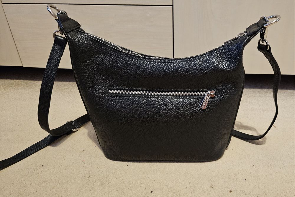 Ryłko torebka czarna listonoszka 100% skóra naturalna