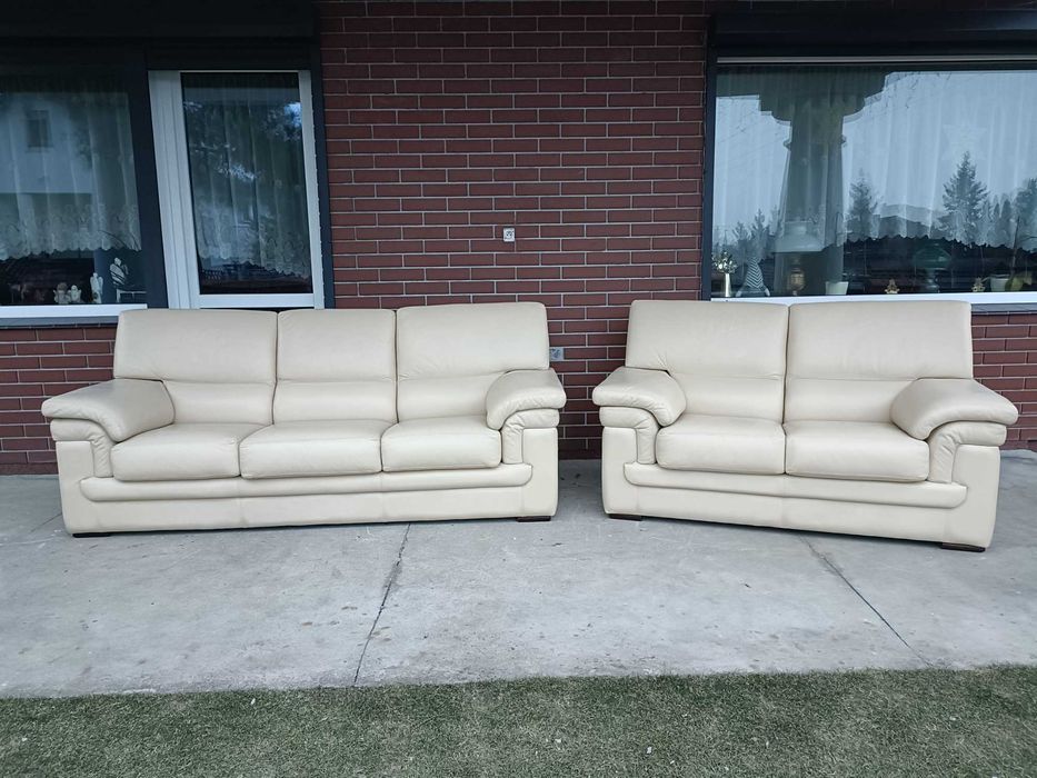 Sprzedam dwie sofy ze skóry -Skóra -skórzany –skórzana -skórzane