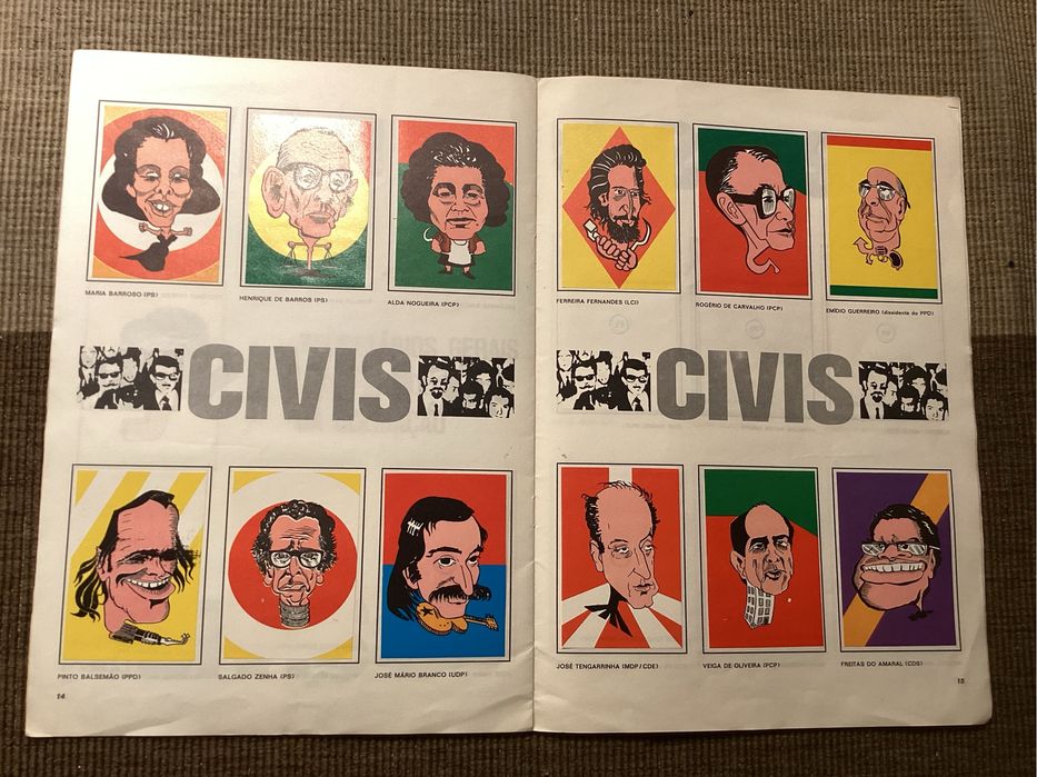 Caderneta de cromos GENTE DE QUEM SE FALA. Políticos 1974/75. Rara.