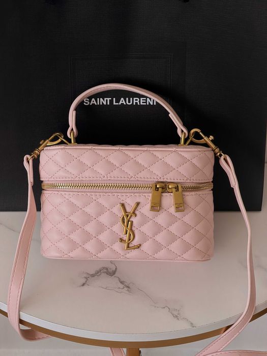Сумка Yves Saint Laurent YSL матова через плече бежевий бордовий