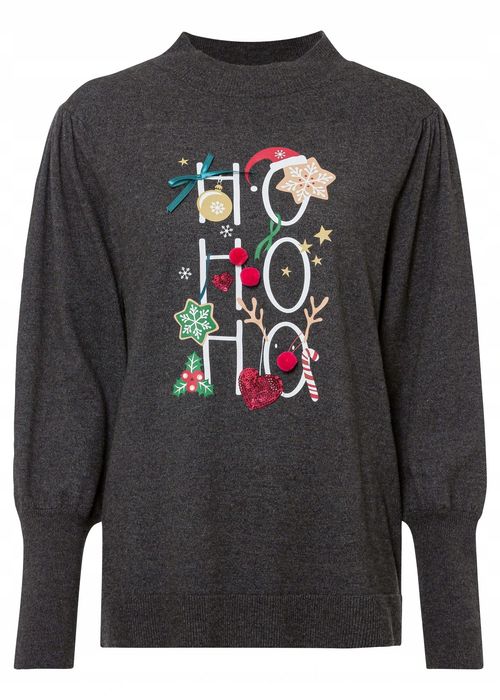 B.P.C sweter dzianinowy świąteczny z nadrukiem r.32/34