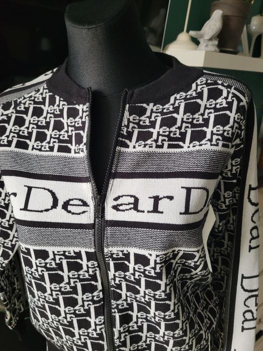 Dres komplet dzianinowy bluza+spodnie S/M napisy