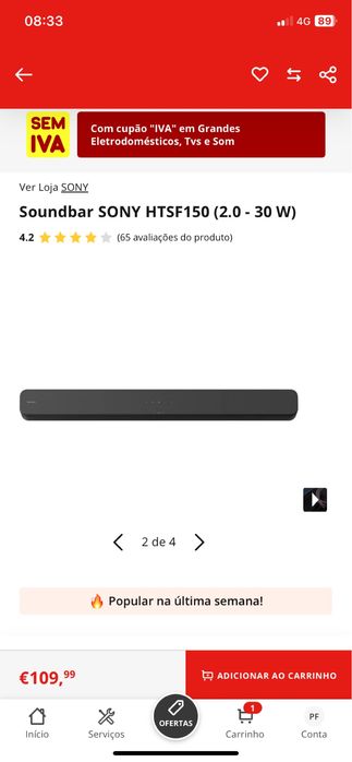 Sound bar sony htsf 150