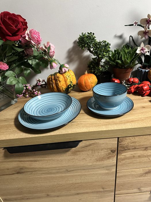 Zestaw obiadowy 24 szt. – niebieski, morski nowy!