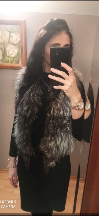 kamizelka z naturalnego futra srebrnego lisa