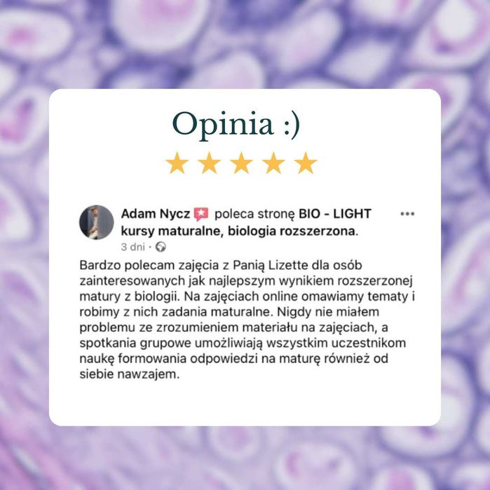 Biologia warsztaty maturalne, korepetycje. Nauczycielka, egzaminator.