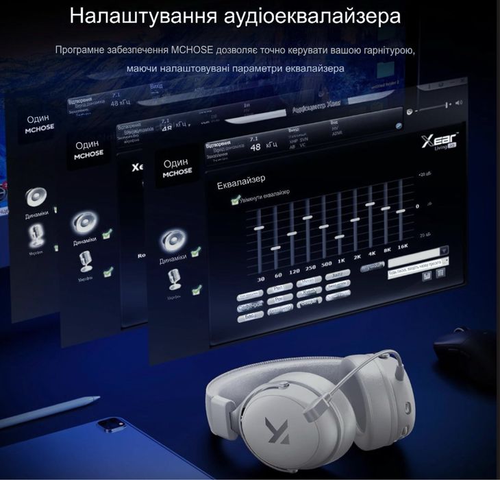 MCHOSE V9 Pro бездротові ігрові навушники 7.1 Bluetooth 5.3
