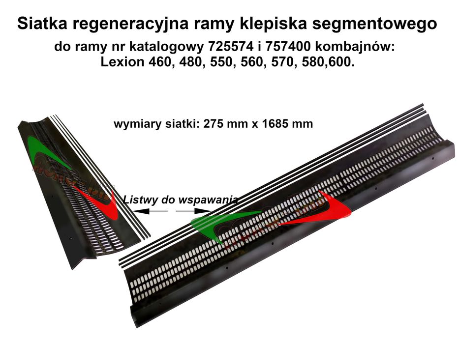 Siatka regeneracyjna ramy klepiska segmentowego L-1685mm Lexion