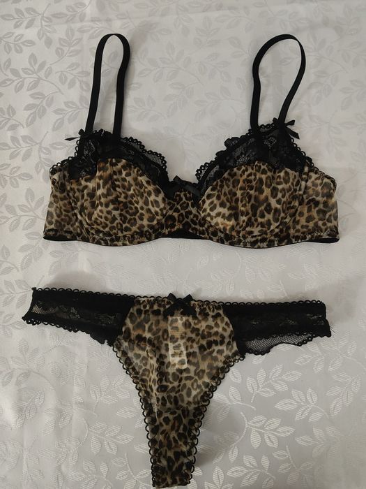 Komplet bielizny leopard panterka M nowy