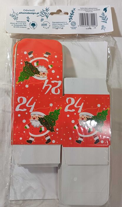 Kalendarz adwentowy, pudełka do samozapakowania