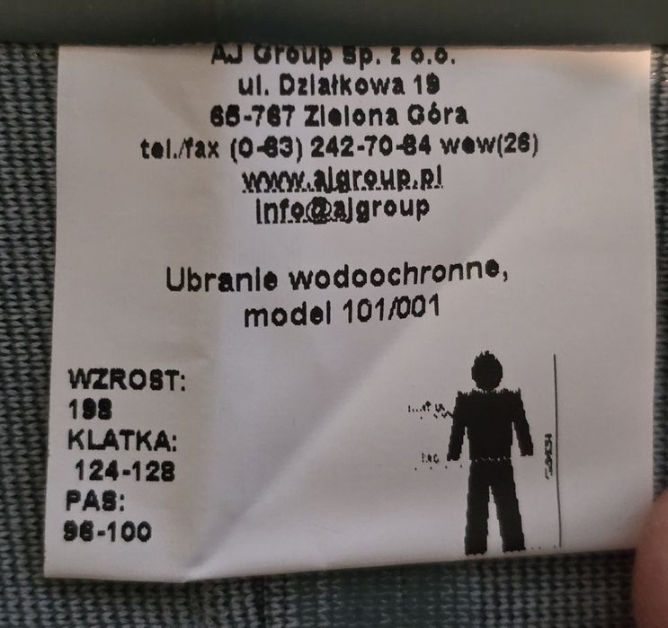 Ubranie wodoochronne  - L54 - 62 - 4XL  - NOWE