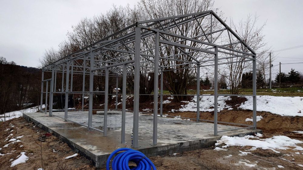 RÓŻNE WYMIARY ! - Konstrukcja stalowa - Budynek Gospodarczy - Wiata