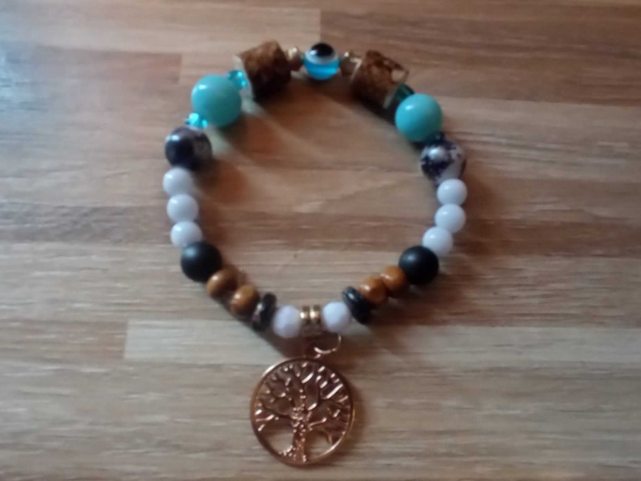 Bransoletka ochronna , oko proroka z naturalnymi kamieniami