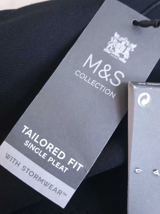 Nowe czarne wełniane spodnie M&S 2XL