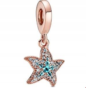 Lśniący charms rozgwiazda rose gold srebro 925