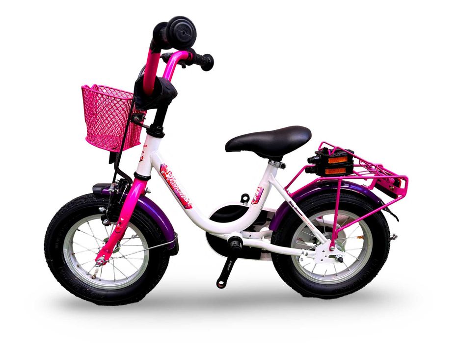 Rower Dziecięcy VERMONT GIRLY Koła 12" Fioletowy Błotniki Bagażnik