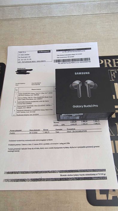 SAMSUNG BUDS 3 PRO ANC NOWE NIEUZYWANE srebrne MediaExpert gwar24M !Komplet