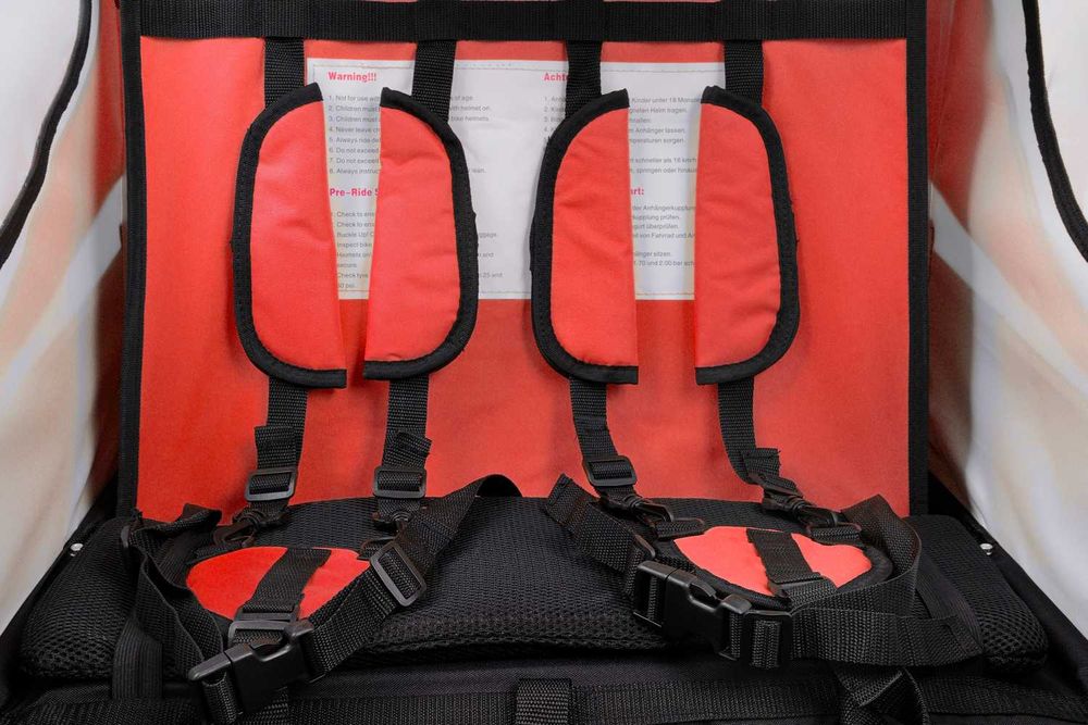 Przyczepka rowerowa z amortyzatorem 2-osobowa +JOGGER czerwony