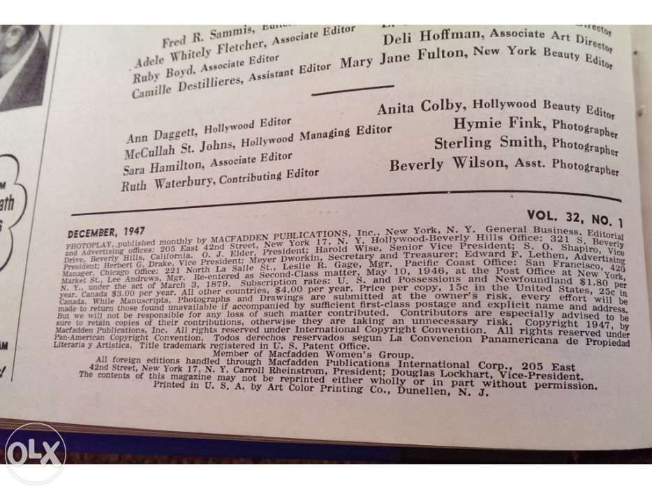Photoplay Magazine (5 exemp.) encadernado