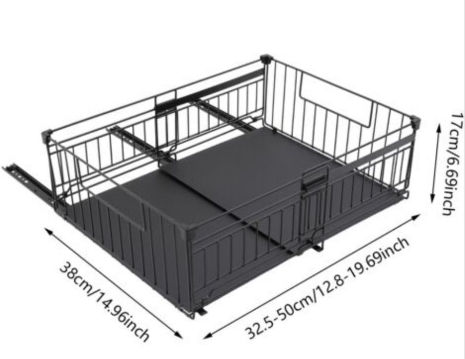 Wysuwana szuflada organizer do szafki kuchennej, regulowana 32,5–50 cm (NOWA)