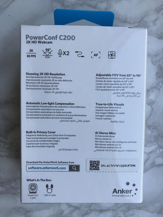 Веб-камера Anker PowerConf C200. UltraHD 2k. Нова.