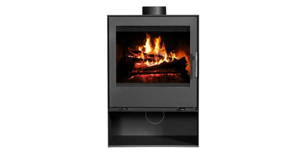 Piec stalowy na drewno z dolotem powietrza trzyszybowy Victoria 05 Siena-W 8,6kW