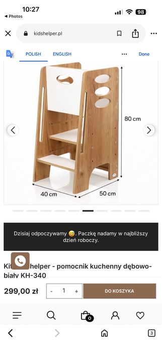 Kitchen helper - pomocnik kuchenny dębowo-biały KH-340