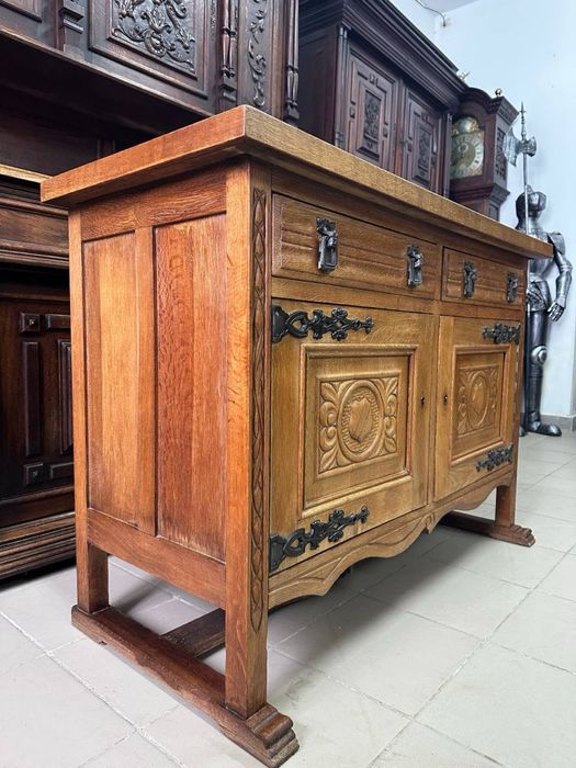 Різьблена тумба комод дерево з кованими елементами 4122