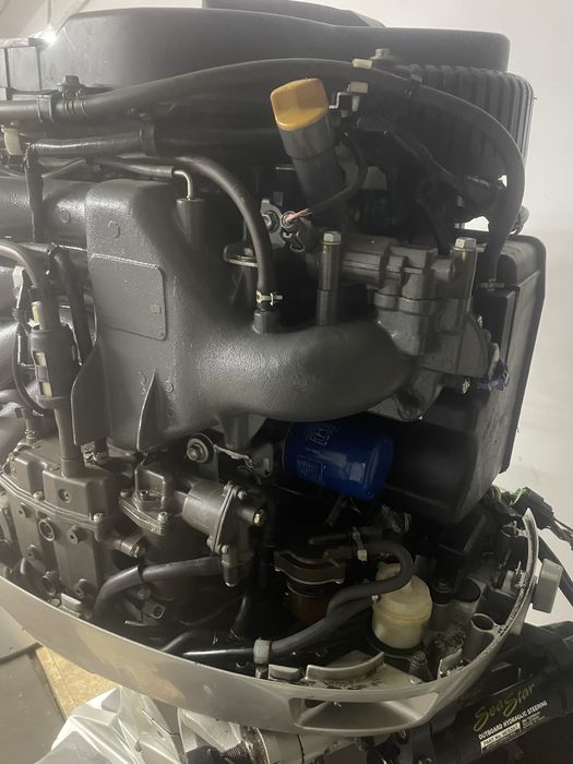 Silnik zaburtowy Honda BF130 na wtrysku, manetka, zegary