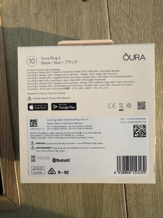 Розумне кільце Oura ring 4 розмір 10, чорне