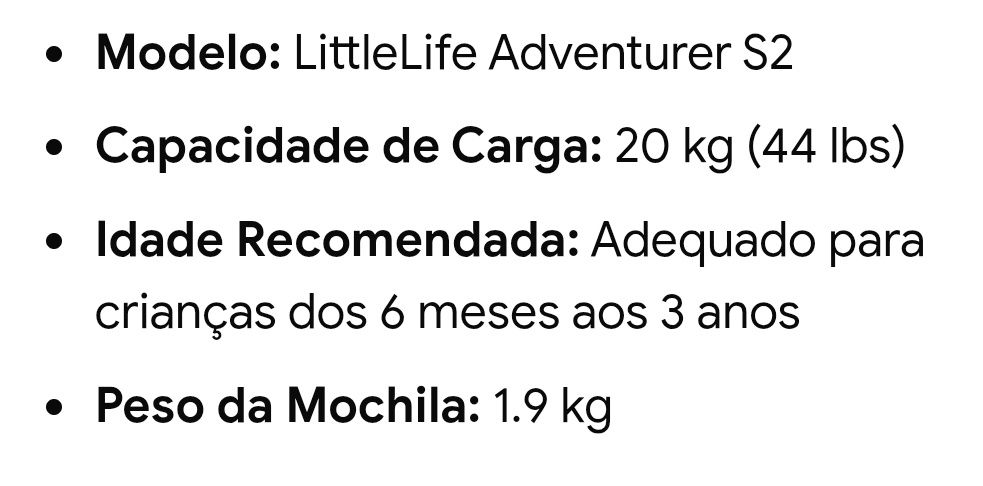 Mochila de transportar criança