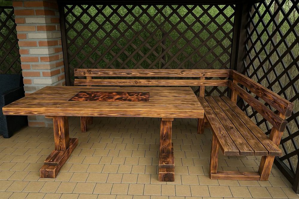 Stół wraz z ławkami