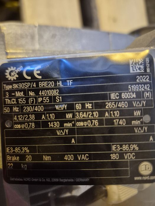 Silnik elektryczny Nord SK90SP/4 BRE20 HL TF