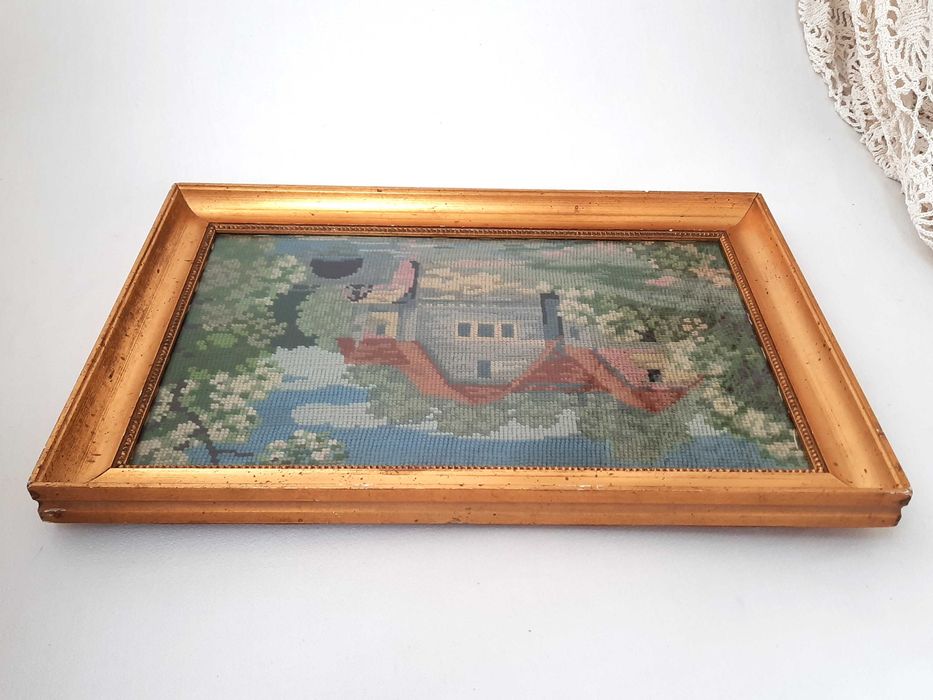 STARY OBRAZ gobelin , kilim , makata , haft - Szwecja