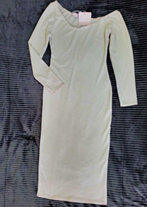 Сукня трикотажна міді Missguided бежева в рубчик Розмір XS - S