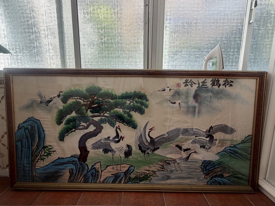 Pinturas de bordados em seda da China antiga.