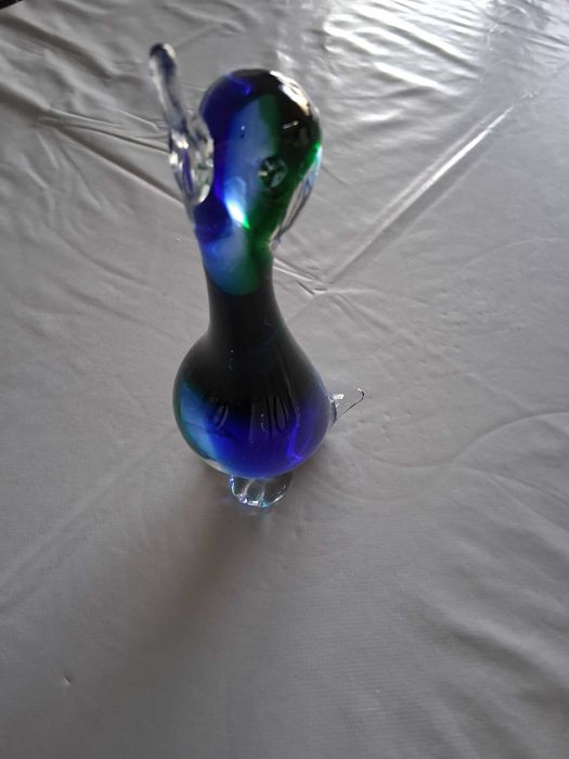Pássaro em Vidro de Murano Sommerso - Vintage Italiano (Azul e Verde)