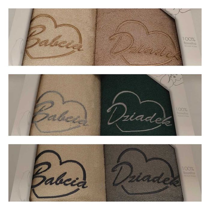 Komplet ręczników Babcia Dziadek 50x100 prezent dzień Babci i Dziadka