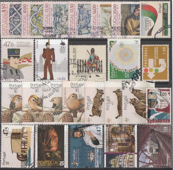 Filatelia: 108 selos usados de Portugal