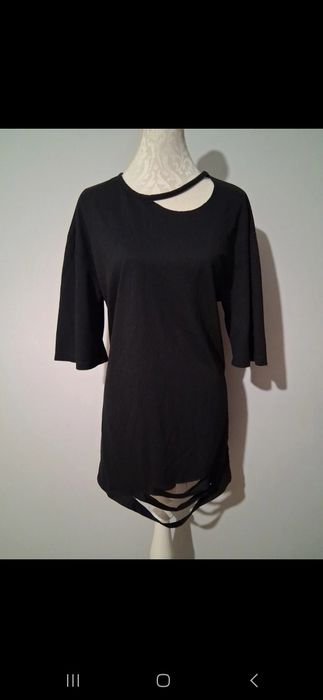 T-shirt s eight Paris oversize ripped Street Wear z dziurami baddie