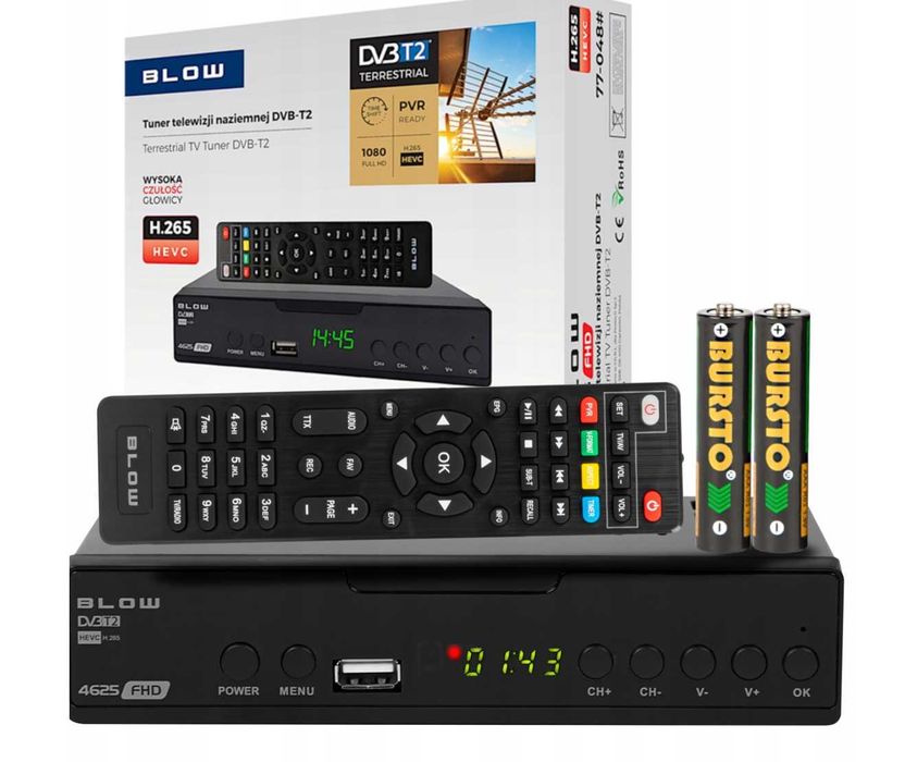 Tuner dekoder DVB-T2 TV telewizji naziemnej H.265 HEVC FULLHD USB HDMI