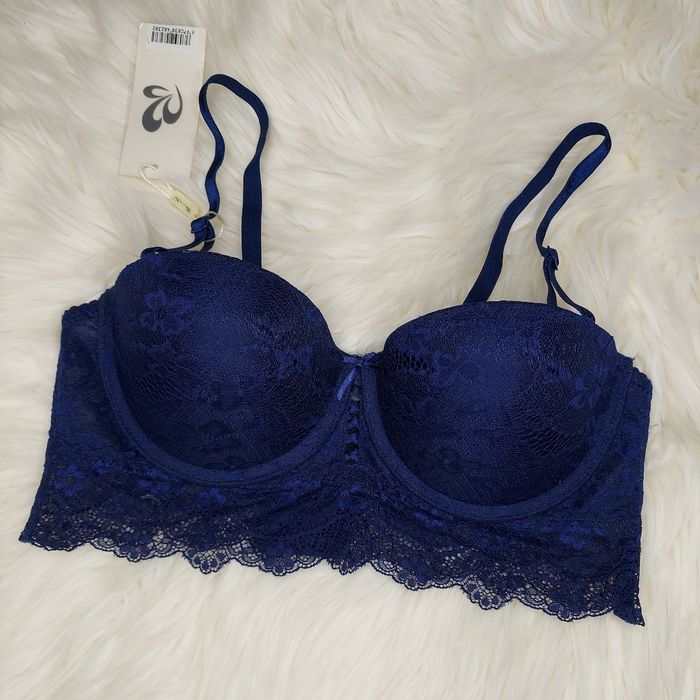 Новий бюстгальтер Анжеліка пуш-ап B 36/80 синій кружевний