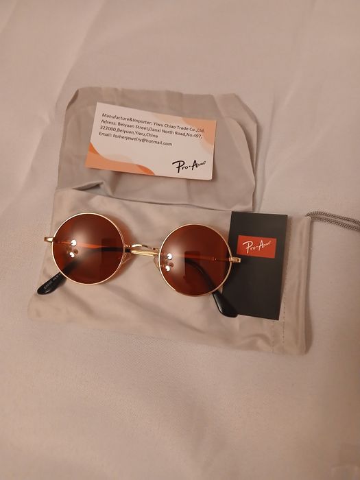 Солнцезащитные очки Pro Acme Retro Small Round Polarized для мужчин и женщин в стиле Джона Леннона (золотая оправа/рожева линзы)
