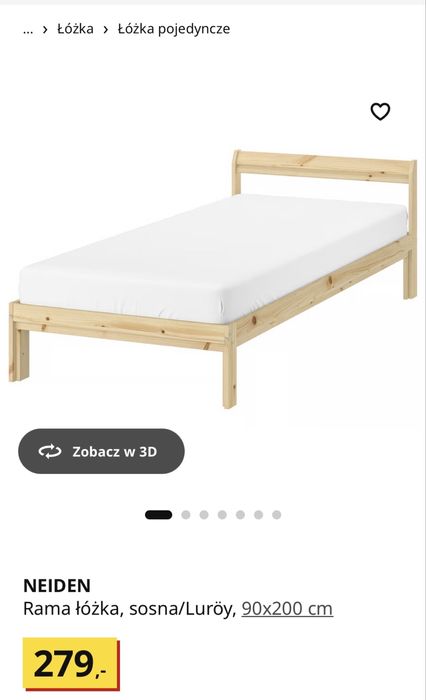 Łóżko z materacem dziecięce pojedyńcze 90x200