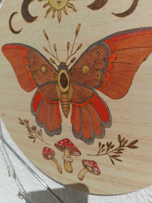 Caça Sonhos Feitos em Pirografia e Pintura, Á Mão