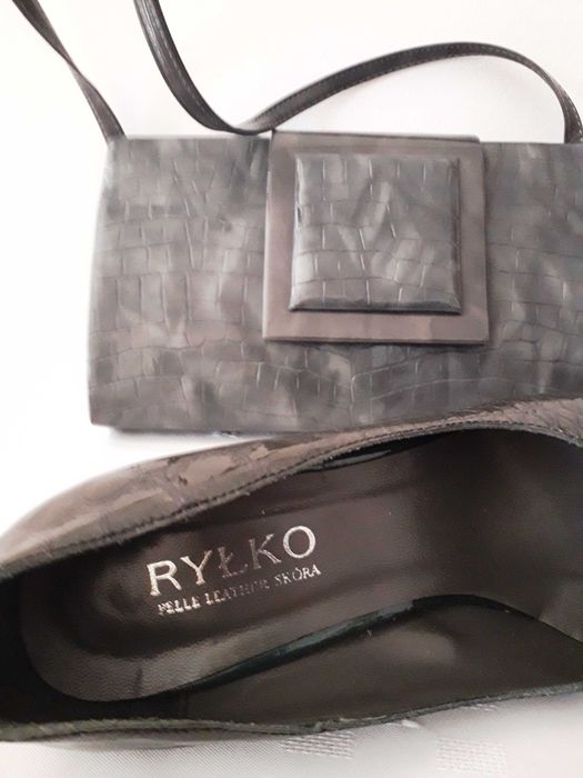 Buty- czółenka ze skóry  (38,5 F)  firmy Ryłko + torebka - komplet