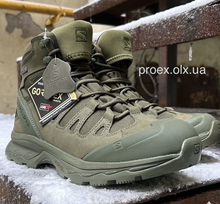 Берці Salomon Quest 4D Forces GTX Олива Gore Tex тактичні черевики військові ботинки Salomon чоловічі водонепроникні